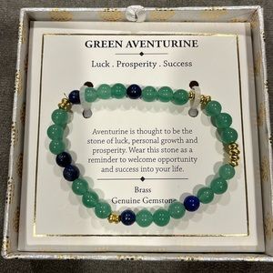 Brass Genuine Gemstone Stretch Bracelet